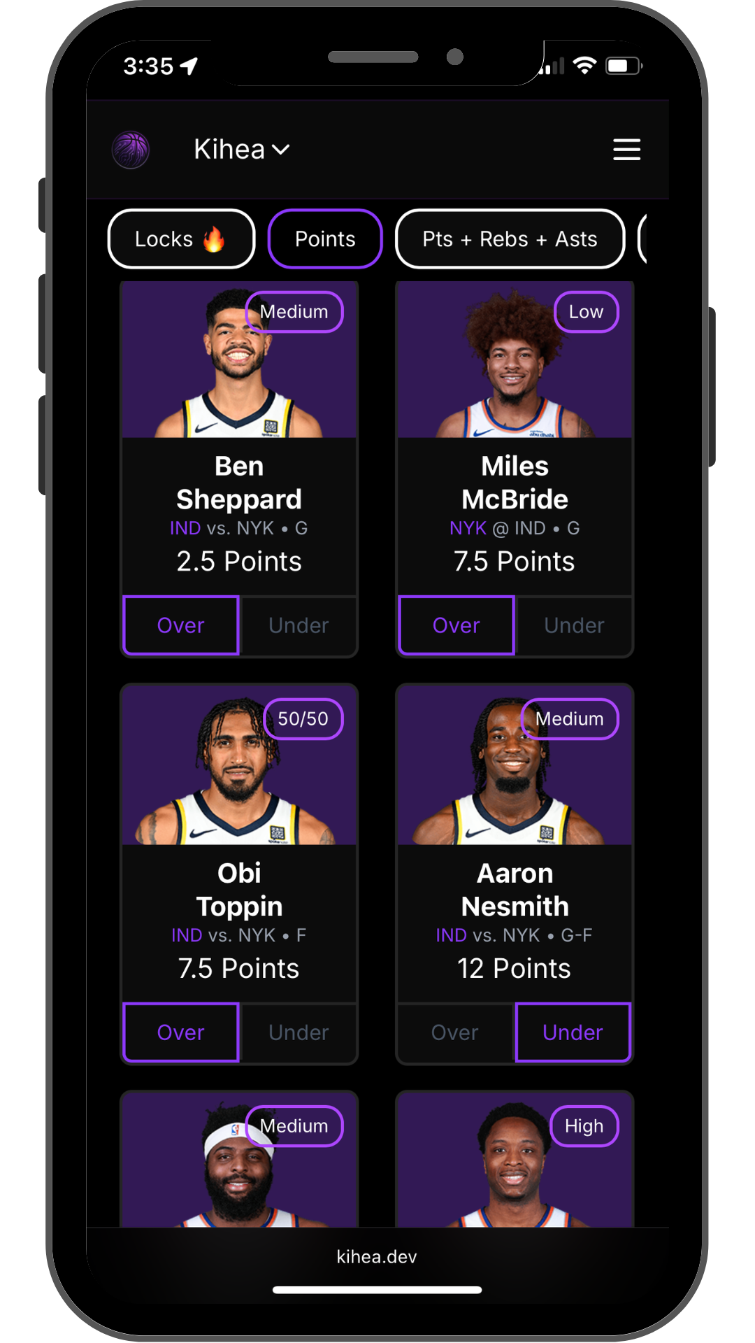 Kihea Dashboard Mobile Preview